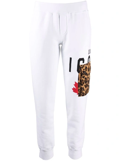 Shop Dsquared2 Leopard-print Sweat Pants In Weiss