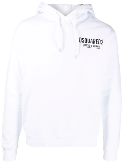 Shop Dsquared2 Logo-print Cotton Hoodie In Weiss
