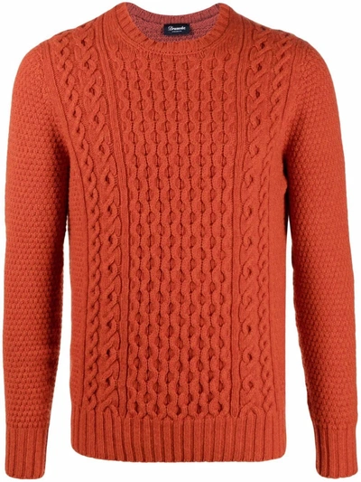 Shop Drumohr Chunky Cable-knit Jumper In Orange