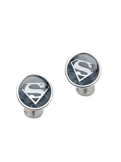Shop Cufflinks, Inc Men's Dc Comics Superman Gemstone Cufflinks In Silver