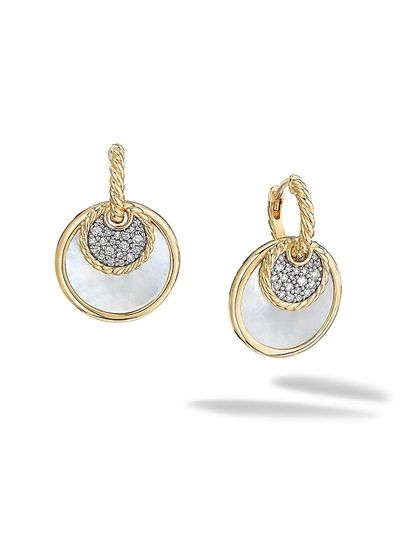 Shop David Yurman Women's Dy Elements Convertible Drop Earrings In 18k Yellow Gold With Black Onyx, Mother-of-pearl & 