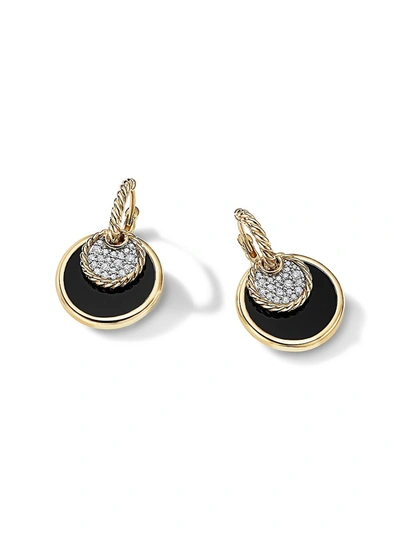 Shop David Yurman Women's Dy Elements Convertible Drop Earrings In 18k Yellow Gold With Black Onyx, Mother-of-pearl & 
