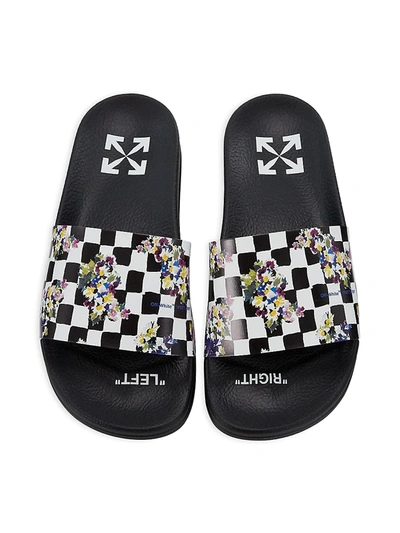 Shop Off-white Women's Logo Pool Slides In Black White