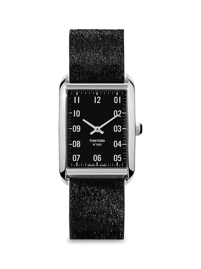 Shop Tom Ford Stainless Steel & Leather-strap Watch In Black