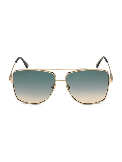 Shop Tom Ford Women's Reggie 61mm Navigator Sunglasses In Blue Gold
