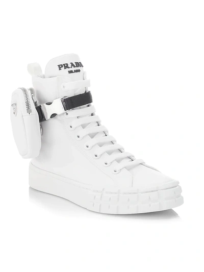 Shop Prada Women's Logo Pocket High-top Sneakers In Nero