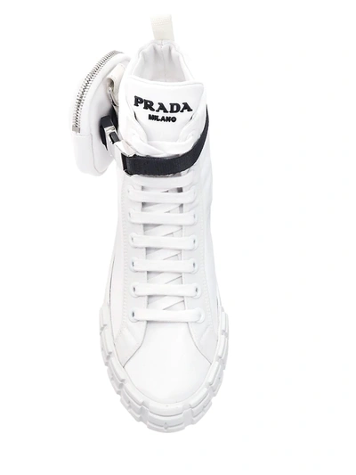 Shop Prada Women's Logo Pocket High-top Sneakers In Nero