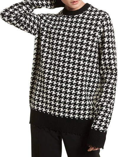 Shop Michael Kors Houndstooth Cashmere Sweater In Black Ivory