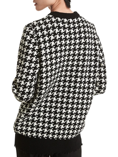 Shop Michael Kors Houndstooth Cashmere Sweater In Black Ivory