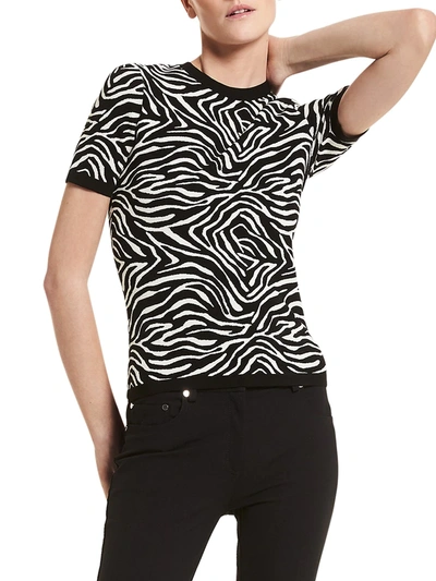 Shop Michael Kors Zebra Print Sweater In Modern Zebra Black Ivory