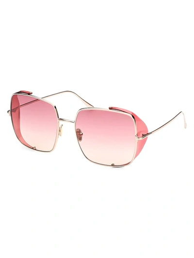 Shop Tom Ford Women's Toby 60mm Square Sunglasses In Rose Gold