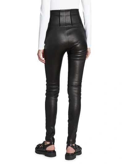 Shop Alaïa Cuir Lambskin Leggings In Noir