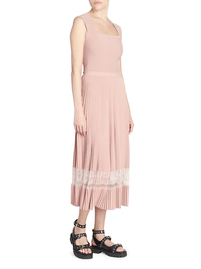 Shop Alaïa Pleated Fit & Flare Midi Dress In Rose Chair