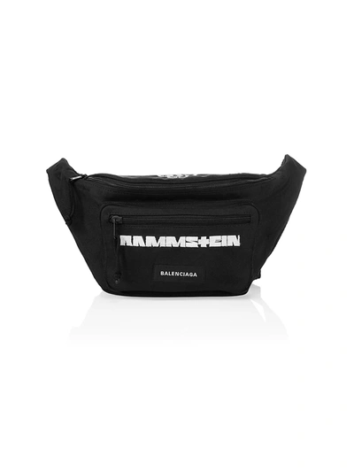 Shop Balenciaga Rammstein Logo Belt Bag In Black