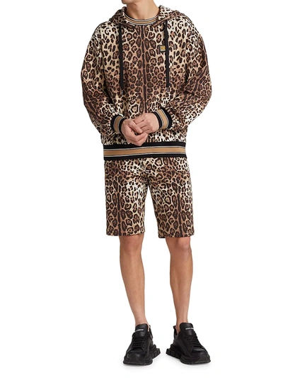 Shop Dolce & Gabbana Men's Leopard-print Hooded Sweatshirt In Leo Senza Logo