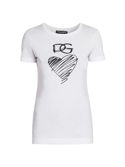 Shop Dolce & Gabbana Carretto Logo Heart T-shirt In White