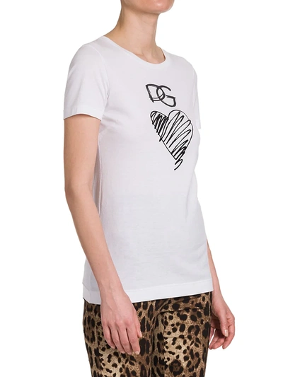 Shop Dolce & Gabbana Carretto Logo Heart T-shirt In White