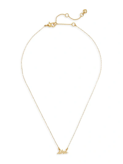 Shop Kate Spade Women's Goldplated & Cubic Zirconia Mrs. Pendant Necklace In Clear Gold