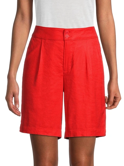 Shop Nydj Modern Linen Bermuda Shorts In Poppy