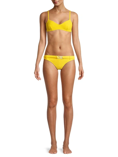Shop Solid & Striped The Rachel Belt Bikini Bottom In Lemon Zest