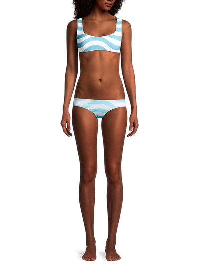 Shop Solid & Striped The Elle Reversible Bikini Bottom In Blue Multi
