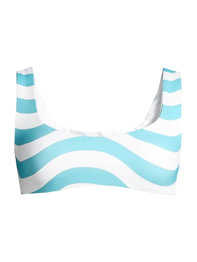 Shop Solid & Striped The Elle Reversible Bikini Top In Blue Multi