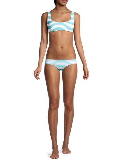 Shop Solid & Striped The Elle Reversible Bikini Top In Blue Multi