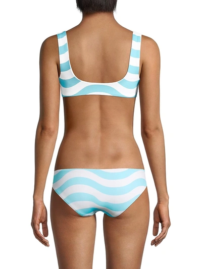 Shop Solid & Striped The Elle Reversible Bikini Top In Blue Multi