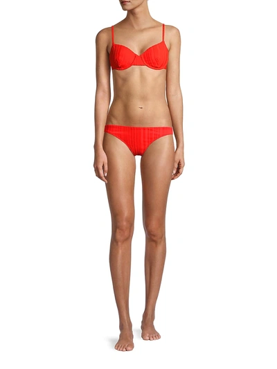 Shop Solid & Striped The Eva Ribbed Bikini Top In Solid Rib Candy Red