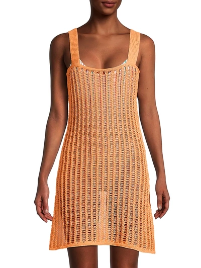 Shop Solid & Striped The Ryan Crochet Dress In Cantaloupe