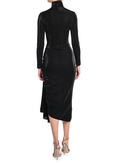 Shop Giorgio Armani Women's Draped Jersey Dress In Nero