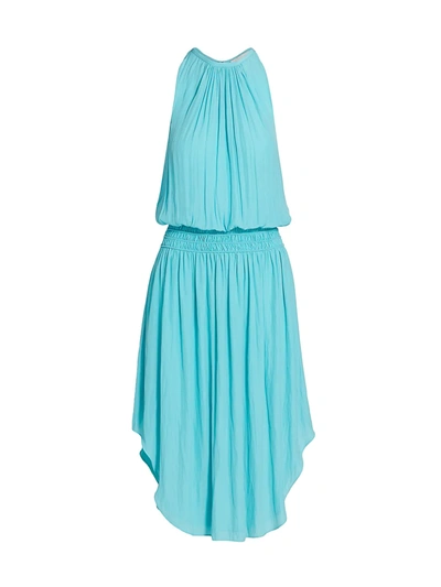 Shop Ramy Brook Audrey Blouson Midi Dress In Island Turquoise
