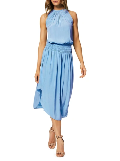 Shop Ramy Brook Audrey Blouson Midi Dress In Island Turquoise