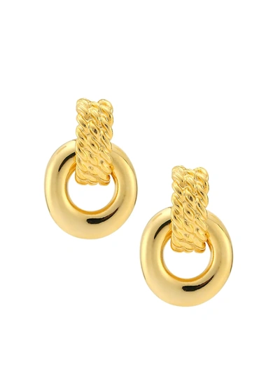 Shop Kenneth Jay Lane Women's 22k Goldplated Doorknocker Clip-on Earrings In Polished Gold