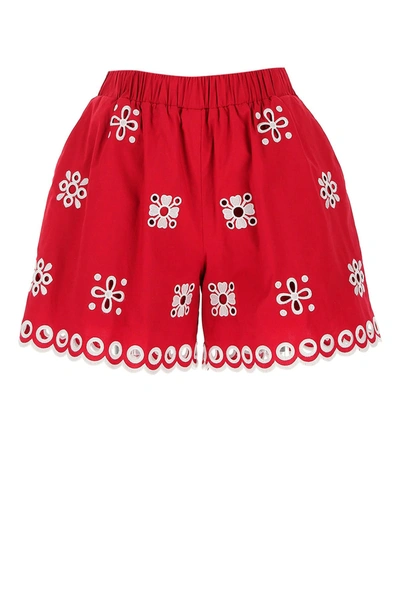 Shop Red Valentino Red Stretch Cotton Shorts  Nd  Donna 42