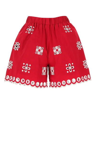 Shop Red Valentino Red Stretch Cotton Shorts  Nd  Donna 42