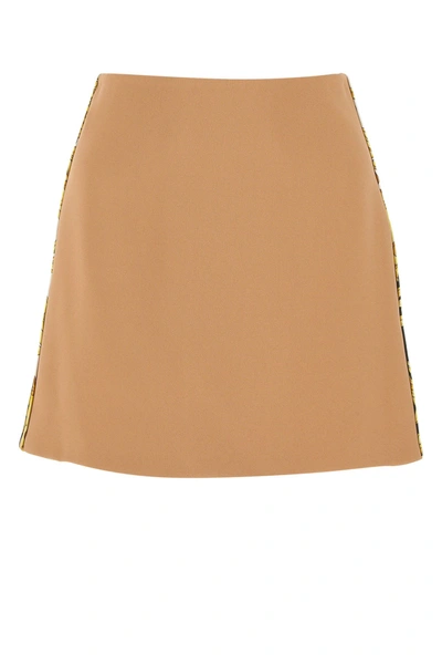 Shop Versace Beige Acetate Blend Mini Skirt  Beige  Donna 38