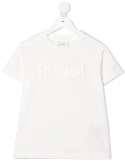 Shop Fendi Logo-debossed Cotton T-shirt In White