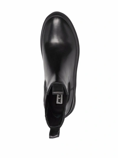 Jil Sander Boston Leather Ankle Boots With Vibram Sole In Black