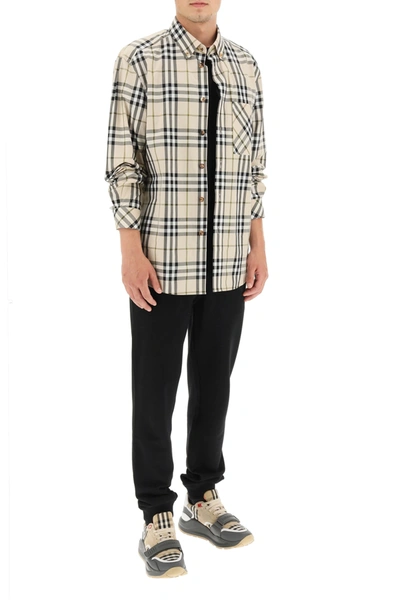 Shop Burberry Causey Button-down Shirt In Beige,black,white