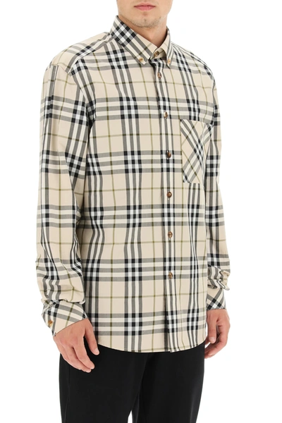 Shop Burberry Causey Button-down Shirt In Beige,black,white