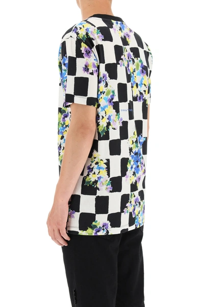 Shop Off-white Check Flowers Print T-shirt In White,black,yellow