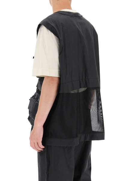 Shop Fendi Cotton And Mesh Vest In Black