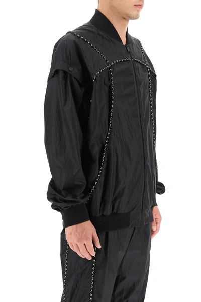Shop Fendi Nylon Jacket With Piping In Black