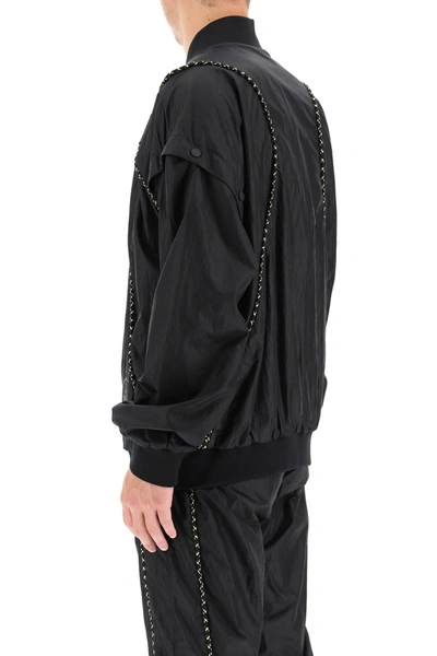Shop Fendi Nylon Jacket With Piping In Black