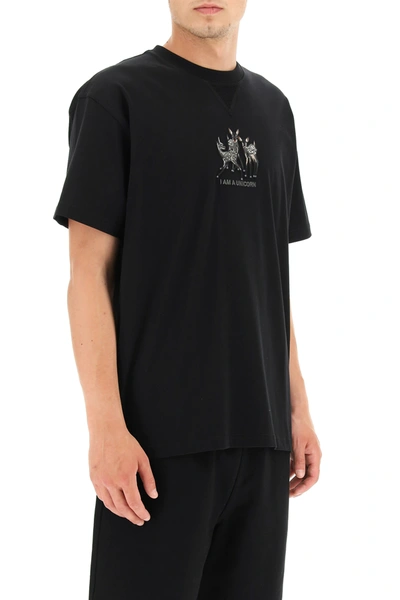 Shop Burberry Brycen T-shirt With 'i Am A Unicorn' Embroidery In Black