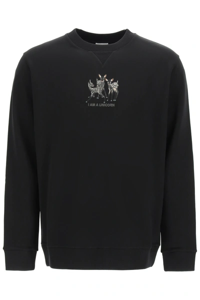 Shop Burberry Berkley Sweatshirt With Fawn Embroidery In Black