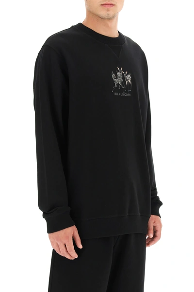 Shop Burberry Berkley Sweatshirt With Fawn Embroidery In Black