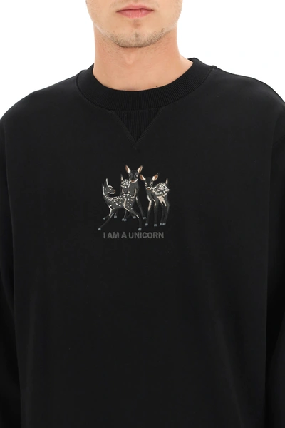 Shop Burberry Berkley Sweatshirt With Fawn Embroidery In Black