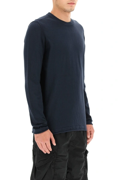 Shop Stone Island Cotton Blend Crewneck Sweater In Blue